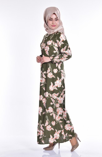 Khaki Hijab Kleider 1324-03