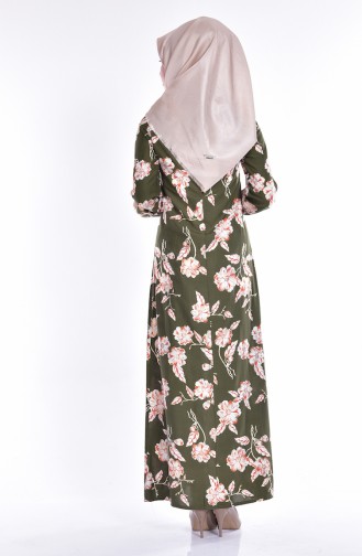 Khaki Hijab Dress 1324-03