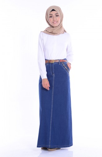 Kemerli Kot Etek 3242-01 Lacivert