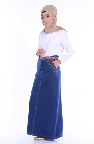 Kemerli Kot Etek 3242-01 Lacivert