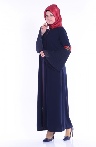 Abaya Bordée 35740-01 Bleu Marine 35740-01