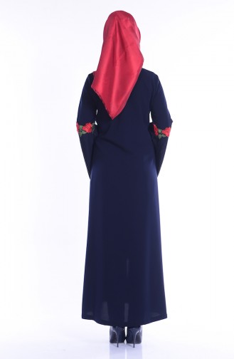 Abaya Bordée 35740-01 Bleu Marine 35740-01