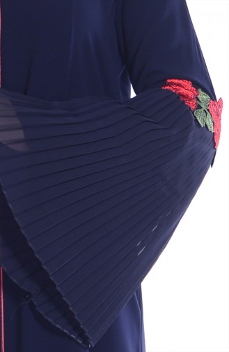 Abaya Bordée 35740-01 Bleu Marine 35740-01