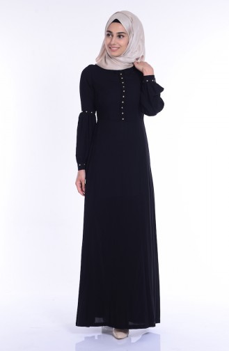 Drop Detaylı Elbise 1297-07 Siyah