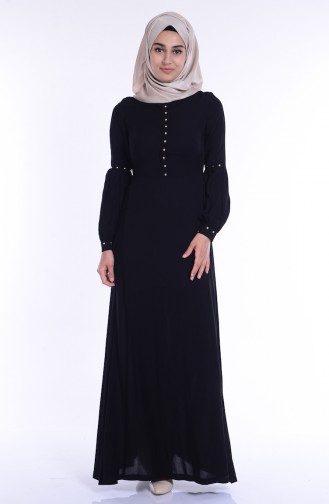 Drop Detaylı Elbise 1297-07 Siyah