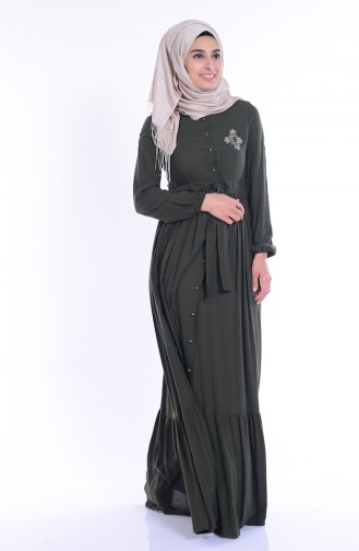 Khaki Hijab Dress 1247-01