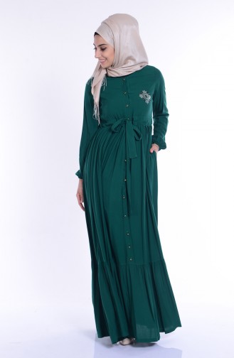 Grün Hijab Kleider 1247-03