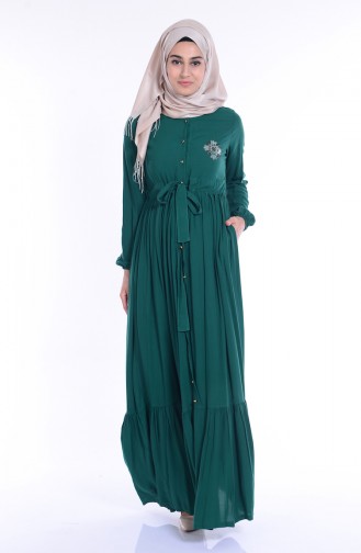 Grün Hijab Kleider 1247-03