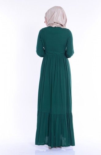 Düğmeli Elbise 1247-03 Yeşil