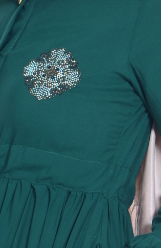 Düğmeli Elbise 1247-03 Yeşil