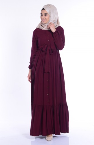 Claret Red Hijab Dress 1247-05