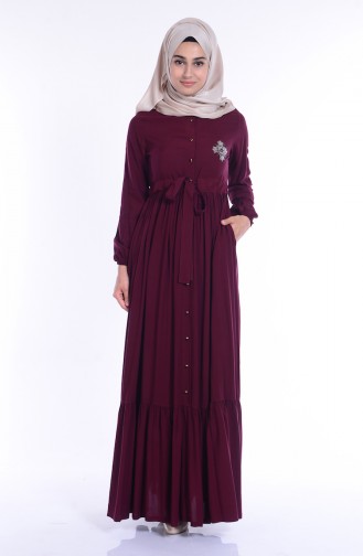 Claret Red Hijab Dress 1247-05