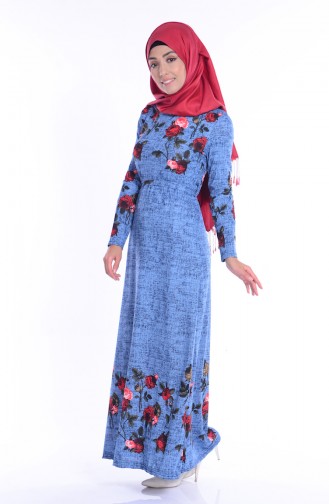 Blue Hijab Dress 3002-03