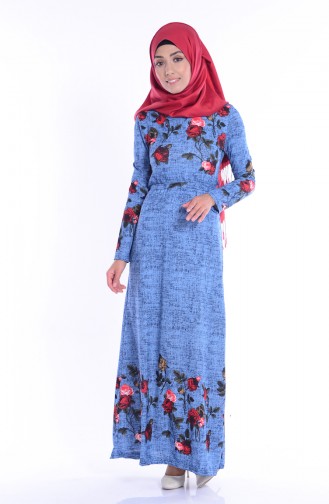 Blue Hijab Dress 3002-03