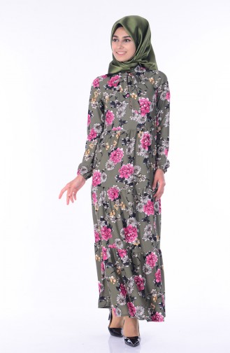 Khaki Hijab Dress 3065-04