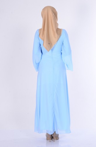 Baby Blue Hijab Evening Dress 2858-10