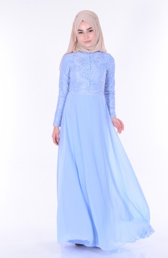 Baby Blue Hijab Dress 1056-06