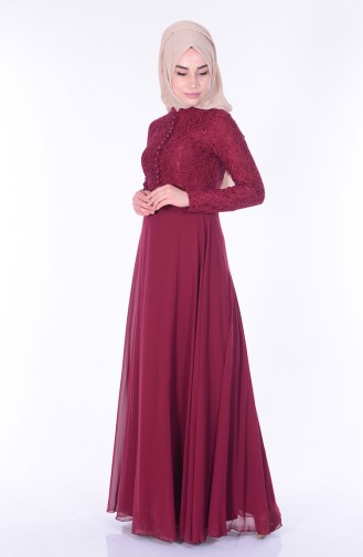 Claret Red Hijab Dress 1056-08