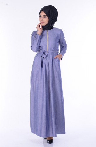 Navy Blue Hijab Dress 2253-12