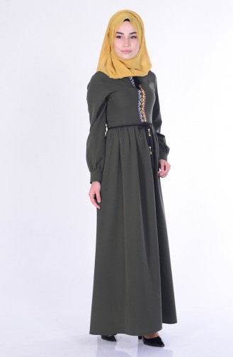 Khaki Hijab Dress 5060-04