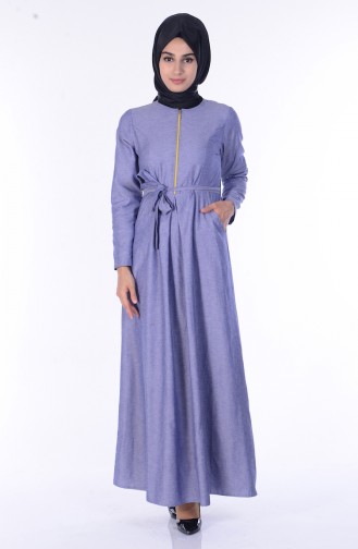 Navy Blue Hijab Dress 2253-12