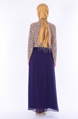 Purple Hijab Evening Dress 2943-08