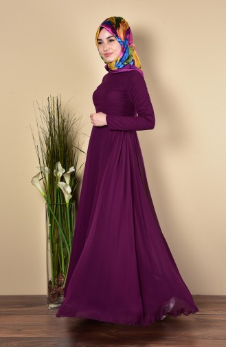 Purple Hijab Evening Dress 1076-02