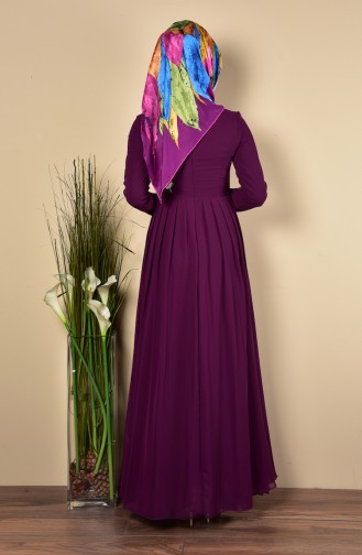 Purple Hijab Evening Dress 1076-02