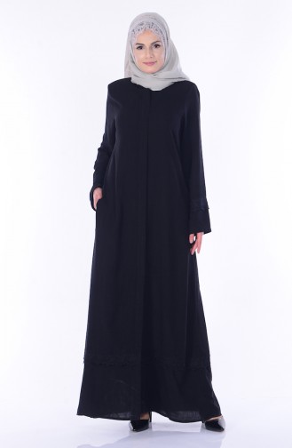 Abaya mit Spitzen 0052-01 Schwarz 0052-01