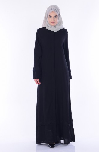 Abaya mit Spitzen 0052-01 Schwarz 0052-01
