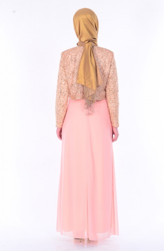 Salmon Hijab Evening Dress 2943-11