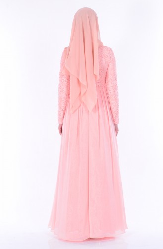 Lachsrosa Hijab-Abendkleider 1055-06