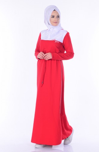 Belden Büzgülü Elbise 1443-03 Kırmızı