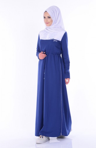 Indigo Hijab Dress 01443-04