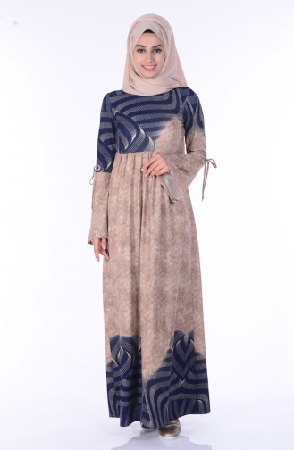 فستان بني مائل للرمادي 3067-04