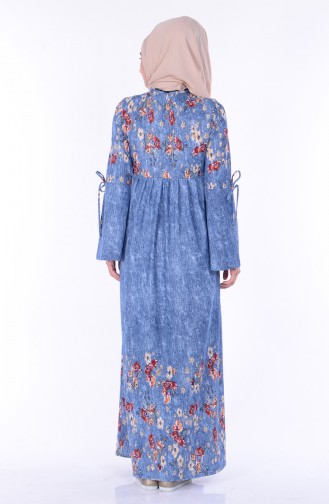 Blau Hijab Kleider 3068-03