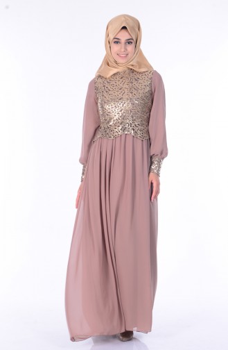 Mink Hijab Evening Dress 52584-10