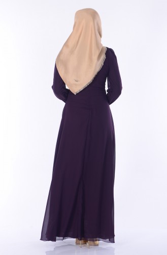 Besticktes Abendkleid aus Chiffon 2398-28 Dunkel Zwetschge 2398-28