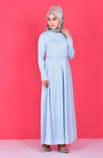 Baby Blue Hijab Dress 6058-09