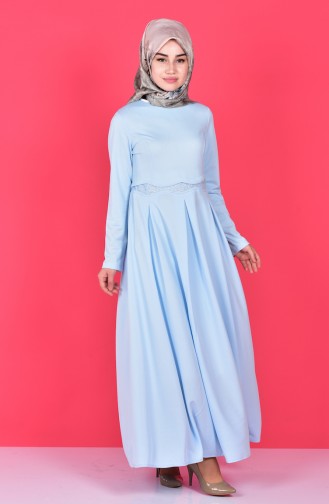 Baby Blue Hijab Dress 6058-09