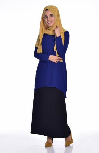 Blouse Asymétrique 1024-02 Bleu Roi 1024-02