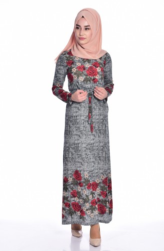 Gray Hijab Dress 8800-03