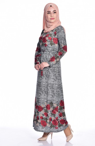 Gray Hijab Dress 8800-03