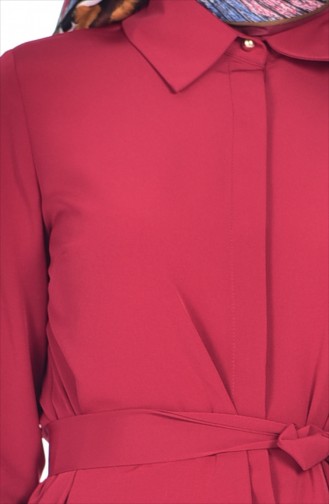 Gömlek Yaka Kuşaklı Tunik 9002-03 Kırmızı