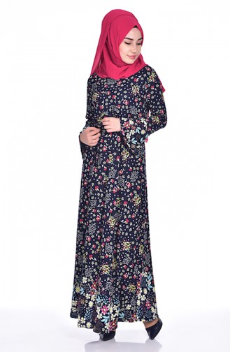 Navy Blue Hijab Dress 0149-01