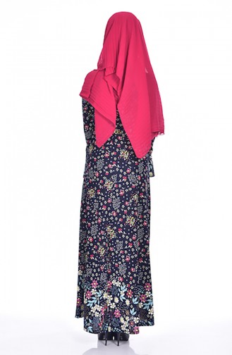 Navy Blue Hijab Dress 0149-01