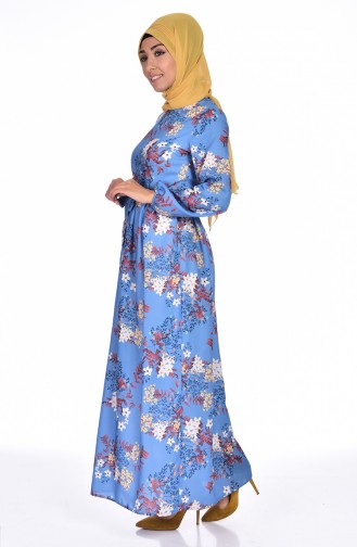 Blau Hijab Kleider 8079-02