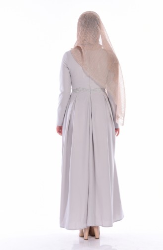 Grau Hijab Kleider 6058-06