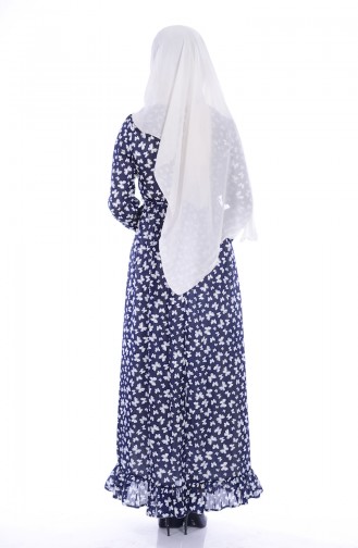 Navy Blue Hijab Dress 2037-02