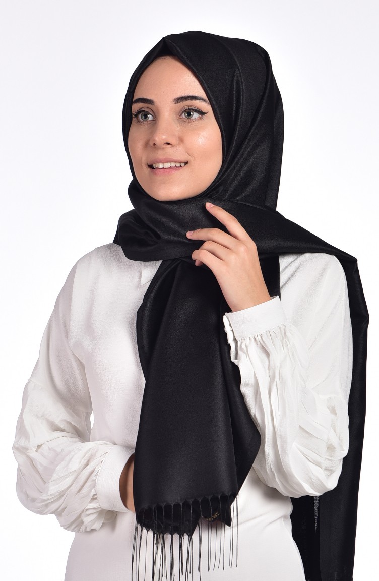 Parlak Tafta Şal 50272-01 Siyah